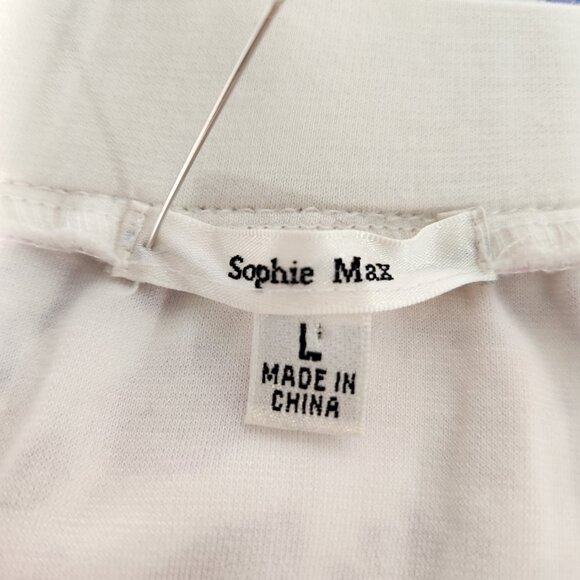 SOPHIE MAX Romantic Ivory Floral Stretchy Pull-On Mini Skirt Size L LIKE NEW! - Picture 12 of 16
